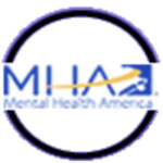 Clean blue and white corporate logo for Mental Health America (MHA), highlighting resources for shoplifting, logical thinking, gambling, and criminal behavior modification.